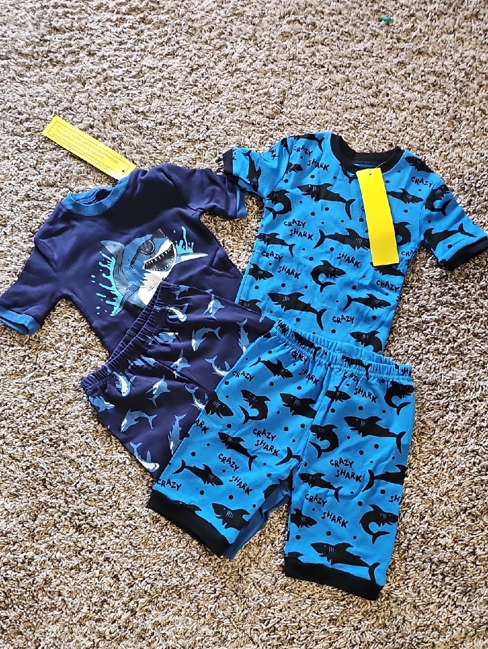 Bundle Crazy Shark   Kids Blue Shark Two-Piece Swim Trunk Set